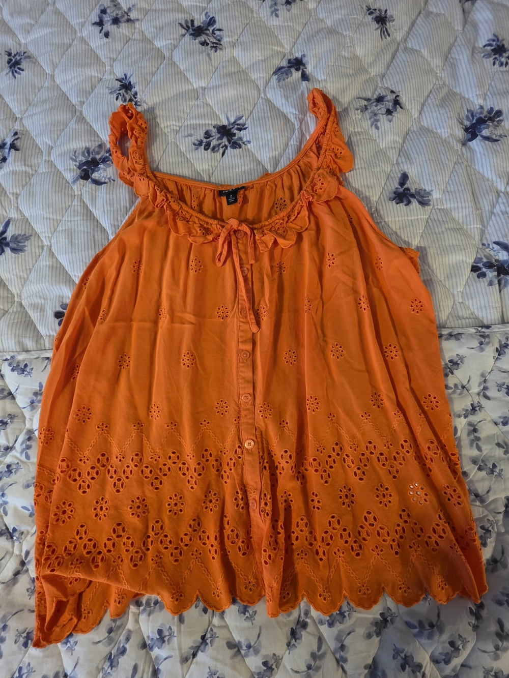 torrid Orange Eyelet Ruffle Tank
